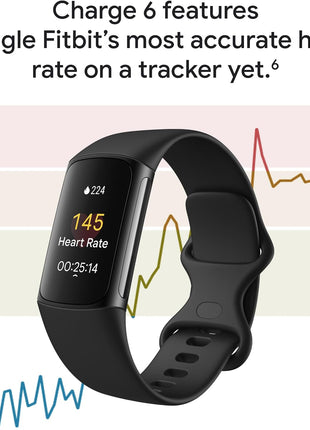 Fitbit Charge 6 Fitness Tracker with Google Apps - Heart Rate on Exercise Equipment - 3-Month Google Health Premium Membership Included - Health Tools - Porcelain/Silver - Small&Large Bands Included