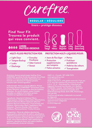 Carefree Panty Liners for Women, Regular, Unscented, 120 ct