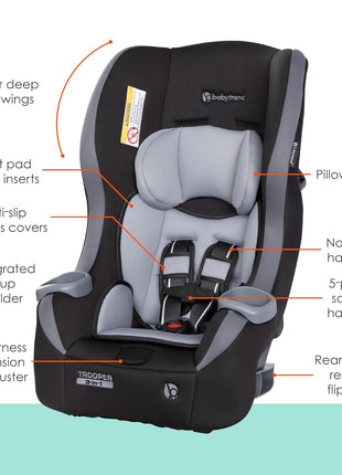 Baby Trend Trooper 3-in-1 Convertible Car Seat, Dash Black