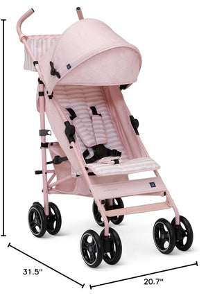 babyGap Classic Stroller - Lightweight Stroller with Recline, Compact Fold & Removable Parent Organizer - Made with Sustainable Materials, Pink Stripes