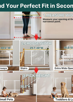 Cumbor 30-40.6 in Baby Gate for Stairs and Doorways, Dog Gate Indoor White | Mom's Choice Awards Winner, Auto Close, Double Lock, Safety Child Gate for Toddlers & Pets, Pressure or Hardware Mounted