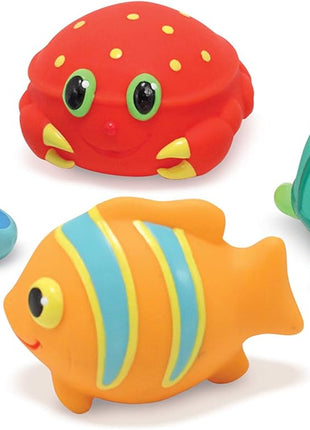 Melissa & Doug Sunny Patch Seaside Sidekicks Squirters with 4 Squeeze-and-Squirt Animals - Water Toys for Kids