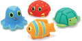 Melissa & Doug Sunny Patch Seaside Sidekicks Squirters with 4 Squeeze-and-Squirt Animals - Water Toys for Kids