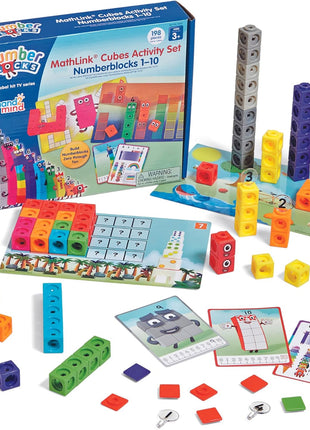 hand2mind MathLink Cubes Numberblocks 1-10 Activity Set, 30 Preschool Learning Activities, Counting Blocks, Linking Cubes, Educational Toys for Kids, Number Games, Math Manipulatives Kindergarten