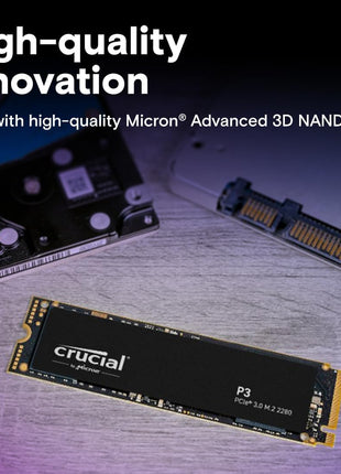 Crucial P3 PCIe Gen3 NVMe 500GB SSD, Up to 3,500MB/s Read, Laptop & Desktop (PC) Compatible, Solid State Drive – CT500P3SSD8