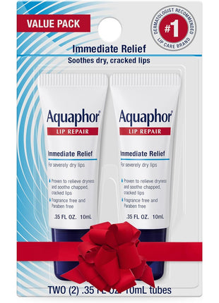 Aquaphor Lip Repair - Soothe Dry, Chapped Lips - Two .35 oz. Tubes