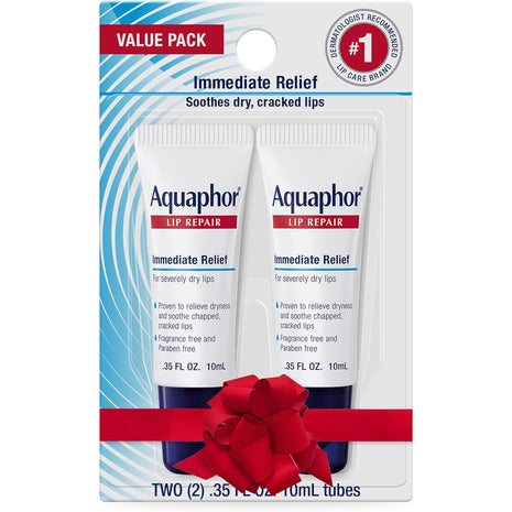 Aquaphor Lip Repair - Soothe Dry, Chapped Lips - Two .35 oz. Tubes