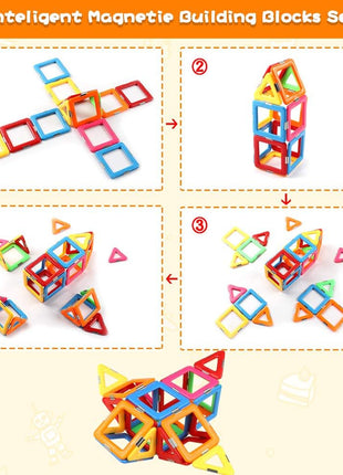 Coodoo Upgraded Magnetic Blocks Tough Tiles STEM Toys for 3+ Year Old Boys and Girls Learning by Playing Games for Toddlers Kids, Compatible with Major Brands Building Blocks - Starter Set