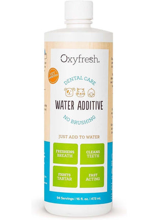 Oxyfresh Premium Pet Dental Care Solution Pet Water Additive: Best Way to Eliminate Bad Dog Breath and Cat Bad Breath - Fights Tartar & Plaque - So Easy, Just Add to Water! Vet Recommended 16 oz.