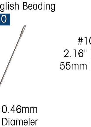 The Beadsmith English Beading Needles, Size 10, 4 Needles per Card, Made in England, Use for Loom Weaving Beadwork, Off-Loom Stitching and Jewelry Making with Seed Beads