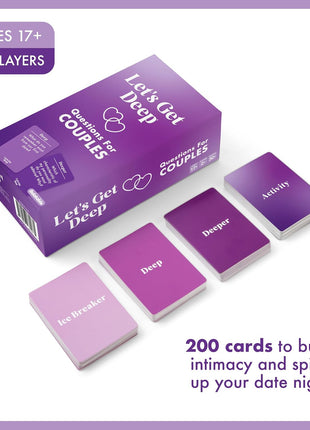 Let's Get Deep by Relatable, A Question Card Game for Couples, Great for Date Night Ideas, Couples Gifts, Wedding Gifts, and Long Distance Relationship Gifts, Includes 200 Cards to Build Up Intimacy