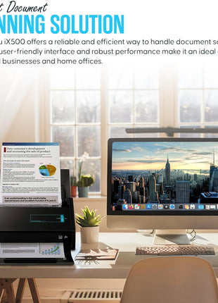 IX500 Fujitsu ScanSnap Duplex Document & Receipt Scanner, Mac/PC, USB 3.0 | High-Speed Duplex Scanning, 16V Power, Wireless & Cloud-Enabled, Sharp Results, User-Friendly Interface, Photos & Documents