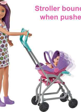 Barbie Skipper Babysitters, Inc. Playset with Skipper Babysitter Doll (Brunette), Stroller, Baby Doll & 5 Accessories, Toy for 3 Year Olds & Up