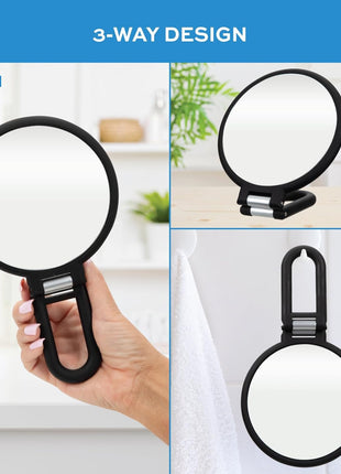 ForPro Magnifying Handheld Mirror, Black, Adjustable, for Makeup | for Salon & Makeup Application, Vanity Mirror, Magnifying Makeup Mirror, Salon Mirror, Salon & Spa Essentials