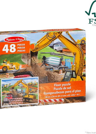 Melissa & Doug Building Site Floor Puzzle, 48 pc Jumbo Jigsaw Puzzle, Educational Screen Free Activity for Toddler, Preschoolers and Kids Ages 3+ (2 x 3 Feet) - FSC Certified