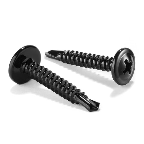#8 x 1 inch Sheet Metal Screws 100Pcs 410 Stainless Steel Truss Head Fast Self Tapping Screws Black Oxide by SG TZH