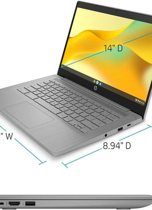HP 2023 Chromebook Laptop, 14 Inch Display, Intel Celeron N4120 Processor, 4GB RAM, 64GB eMMC, Intel UHD Graphics 600, WiFi, Bluetooth, Chrome OS, Modern Gray