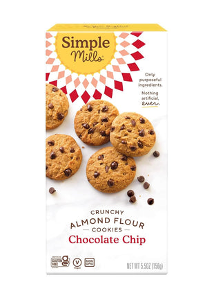 Simple Mills Almond Flour Chocolate Chip Cookies, Gluten Free and Delicious Crunchy Cookies, Organic Coconut Oil, Good for Snacks (Packaging May Vary)