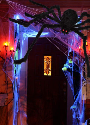 OCATO 200" Halloween Decorations Spider Web Outdoor +59" Giant Spider Décor | Halloween Decorations Outdoor/Indoor, Yard/Home/Costumes Parties/Haunted House Décor, Triangular Huge Spiders Web