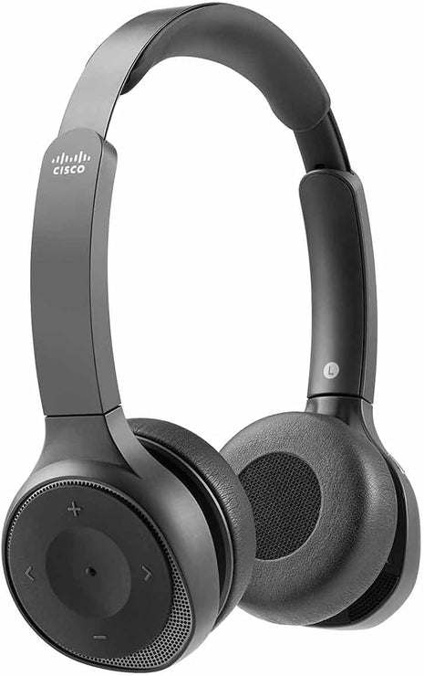 Cisco Headset 730, Wireless Dual On-Ear Bluetooth Headset with Case, USB-A HD Bluetooth Adapter, USB-A and 3.5mm Cables, Carbon Black, 2-Year Limited Liability Warranty (HS-WL-730-BUNA-C)