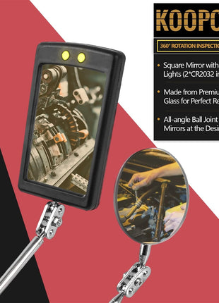 Telescoping Magnetic Pickup Tool Set, Inspection Mirror Telescoping, LED Flashlight, Cool Gadgets for Men, Gifts for Dad, Husband, Kids, Boyfriend, Magnet Stick