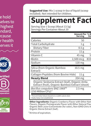Garden of Life Grass Fed Collagen Beauty - Strawberry Lemonade, 20 Servings, Powder for Women Men Hair Skin Nails, Hydrolyzed Collagen Peptides Protein Powder Supplement