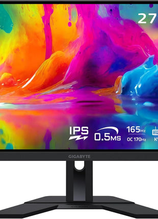 GIGABYTE M27Q 27" 165Hz 1440P -KVM Gaming Monitor, 2560 x 1440 SS IPS Display, 0.5ms (MPRT) Response Time, 92% DCI-P3, HDR Ready, FreeSync Premium, 1x Display Port 1.2, 2X HDMI 2.0, 2X USB 3.0