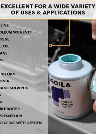 Gasoila Soft-Set Pipe Thread Sealant – Non-Hardening Paste for Metal & Plastic, 2 oz Tube – Reliable Leak Prevention, Drip-Resistant, Temp Range -100 to 600°F, Made in USA