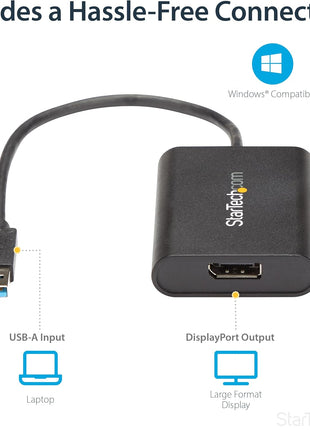 StarTech.com USB 3.0 to DisplayPort Adapter, USB DP Monitor Converter for Windows, 4K, TAA (no support for macOS/ChromeOS/Linux)