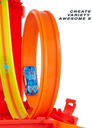 Hot Wheels Track Builder Unlimited Fuel Can Stunt Box Playset & Car | Portable Track Set in a Container that Looks like a Gas Can, 14 Component Parts & 1:64 Scale Toy Vehicle