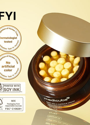 medicube Capsule Cream with Deep Vitamin C | Liposome Vitamin C Golden Capsule for Radiance & Firm-Looking Skin | Hydrating Glow Gel Texture | Korean Skincare, 1.94 oz