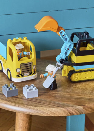 LEGO DUPLO Town Truck & Tracked Excavator Construction Vehicle 10931 Toy for Toddlers 2-4 Years Old Girls & Boys, Fine Motor Skills Development and Learning Toy