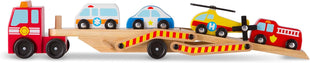 Melissa & Doug Emergency Vehicle Carrier Wooden Truck with 4 Rescue Vehicles