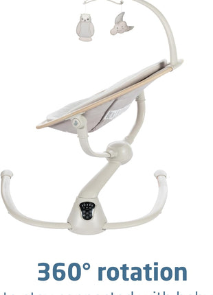 Maxi-Cosi Cassia Smart Baby Swing for Infants, Portable, Foldable Infant Swing with Music, 360 Rotation, 5 Speeds, 12 Melodies, EcoCare Fabric, Auto Motion Sensor, 2 Reclines, Classic Oat