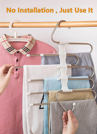 Kalimdor Pants Hangers 2 Pack Space Saving Metal Closet Organizer,Clothes Pants Hangers,Anti-Slip Design,Closet Organizers and Storage for Pants Jeans Skirts Scarf Legging