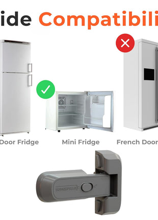 2-Pack Child Proof Fridge Lock with Adhesive - No Tools Required - Refrigerator Lock for Kids - Freezer Latch to Keep Door Closed - for Toddlers, Cats, & Dogs.