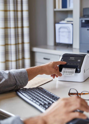 Brother QL-1110NWBC Wide Format, Postage and Barcode Professional Thermal Label Printer with Wireless Connectivity, Black And White, 6.7 inch x 5.9 inch x 8.7 inch