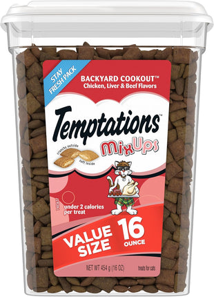 Temptations Cat Treats MixUps Backyard Cookout Flavor Crunchy, Soft Cat Treats, 30 oz. Tub