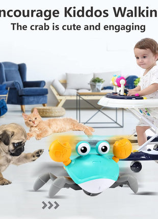 Crawling Crab Toy for Little Ones, Tummy Time Toy with Music and Lights, Interactive Moving Crab for Crawling, Walking and Early Development, Birthday Gift for Kids