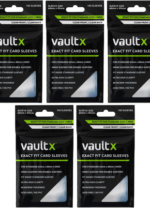Vault X Exact Fit Trading Card Sleeves, Soft, High Clarity, Perfect Fit Inner Sleeves, Collectible Card Games, Sports, TCG (500 Pack)