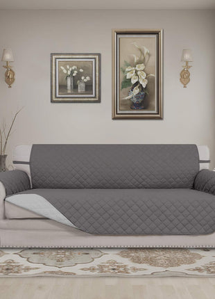 Easy Going Reversible Couch Cover for 3 Cushion Couch Sofa Cover for Dogs Water Resistant Furniture Protector Cover with Foam Sticks Elastic Straps for Pet Cat (Sofa, Gray/Light Gray)