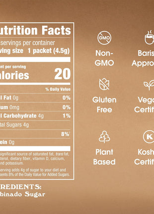 Sugar In The Raw Turbinado Cane Sugar Packets, 200 Ct Box, 1 Pack, Pure, All-Natural Turbinado Sugar, Non-GMO Project Verified, Kosher, Vegan and Gluten Free