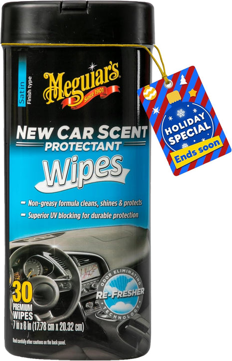 Meguiar's New Car Scent Protectant Wipes, Car Wipes For Drivers & Detailers—Car Cleaning Wipes That Clean, Protect And Freshen; Car Interior Wipes For Cars, Trucks & Suvs - 30 Count