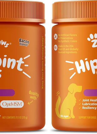 Zesty Paws Hip and Joint for Dogs, Glucosamine for Dogs Hip and Joint Supplement with Chondroitin, MSM, Vitamins C & E - Bacon, 90 Count (Pack of 2)