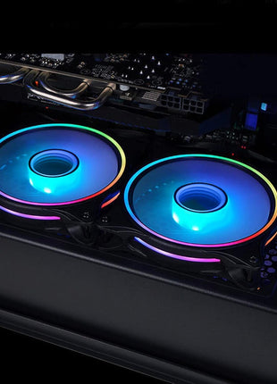 120mm ARGB PWM PC Case Fans - 800-1800RPM Computer CPU Cooling with Addressable RGB PC Case Triple Light Loop Includes SATA Adapter 3-Pack Black