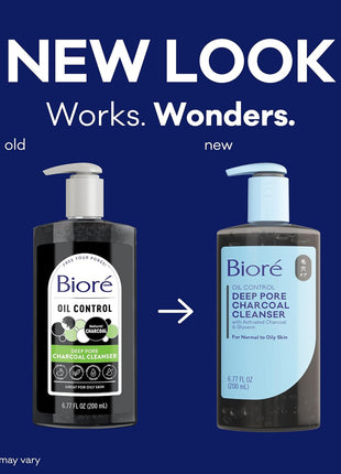 Biore Deep Pore Charcoal Face Wash For Oily Skin, 6.77 fl oz | Daily Facial Cleanser, Removes Dirt & Makeup, Charcoal Formula, Deep Pore Cleansing