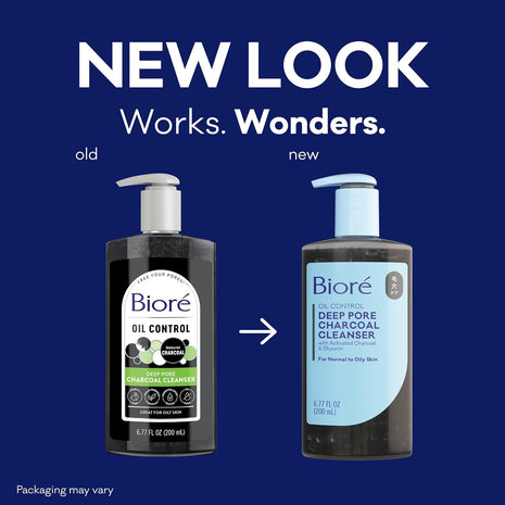 Biore Deep Pore Charcoal Face Wash For Oily Skin, 6.77 fl oz | Daily Facial Cleanser, Removes Dirt & Makeup, Charcoal Formula, Deep Pore Cleansing