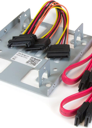 StarTech.com 2.5 inch to 3.5 inch SATA Hard Drive Mounting Bracket Kit - Dual SATA SSDs/HDDs Mounting Bracket for Mounting Bay , TAA (BRACKET25X2)