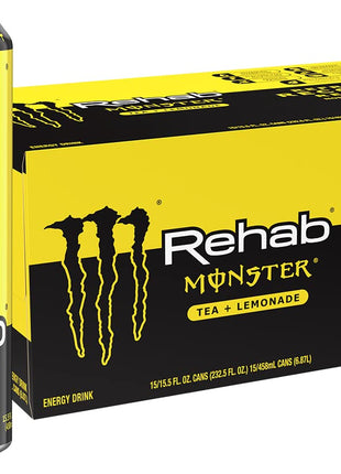 Monster Rehab Tea + Lemonade + Energy, Energy Drink 15.5 Ounce | Energy Iced Tea, Pack of 15