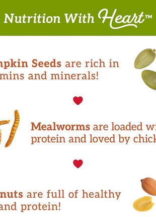 Love My Girls: Chicken Snacks - Pumpkin & Worms - 2lb Bag - Global Harvest, Gourmet Multi-Grain Treats, Corn-Free, Nutritious & Protein Rich Mealworms